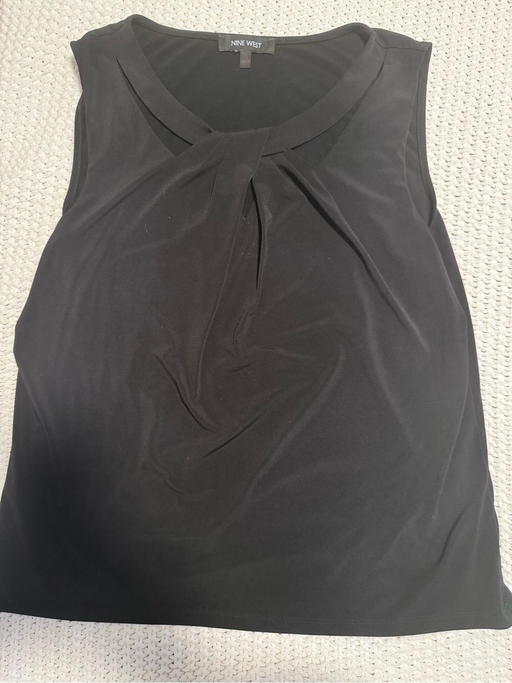 Nine West Black Twist-Neck Cutout Sleeveless Top
